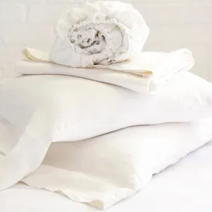 Pom Pom at Home Cream Linen Queen Sheet Set ~ Includes Flat, Fitted and 2 Pillowcases