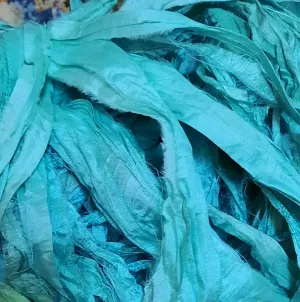 Premium Sari Silk Ribbon "Frozen Turquoise"