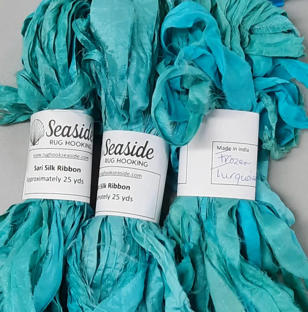 Premium Sari Silk Ribbon "Frozen Turquoise"