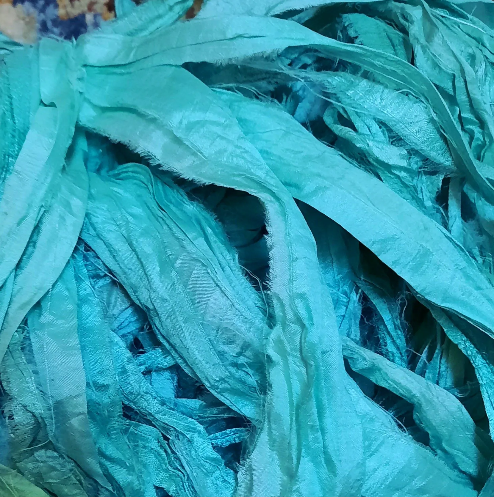 Premium Sari Silk Ribbon "Frozen Turquoise"