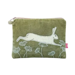 PU269 Fennel Green Leaping Hare Purse By Lua