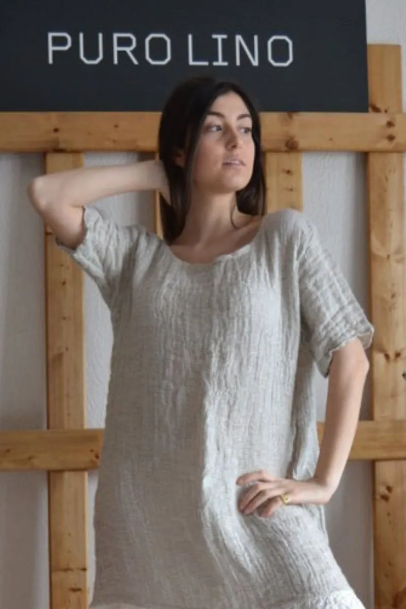 Pure Italian Linen Positano natural bicolor Dress