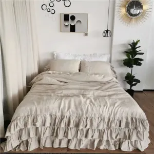 Pure Linen 3-Layer Ruffle Bedding Set