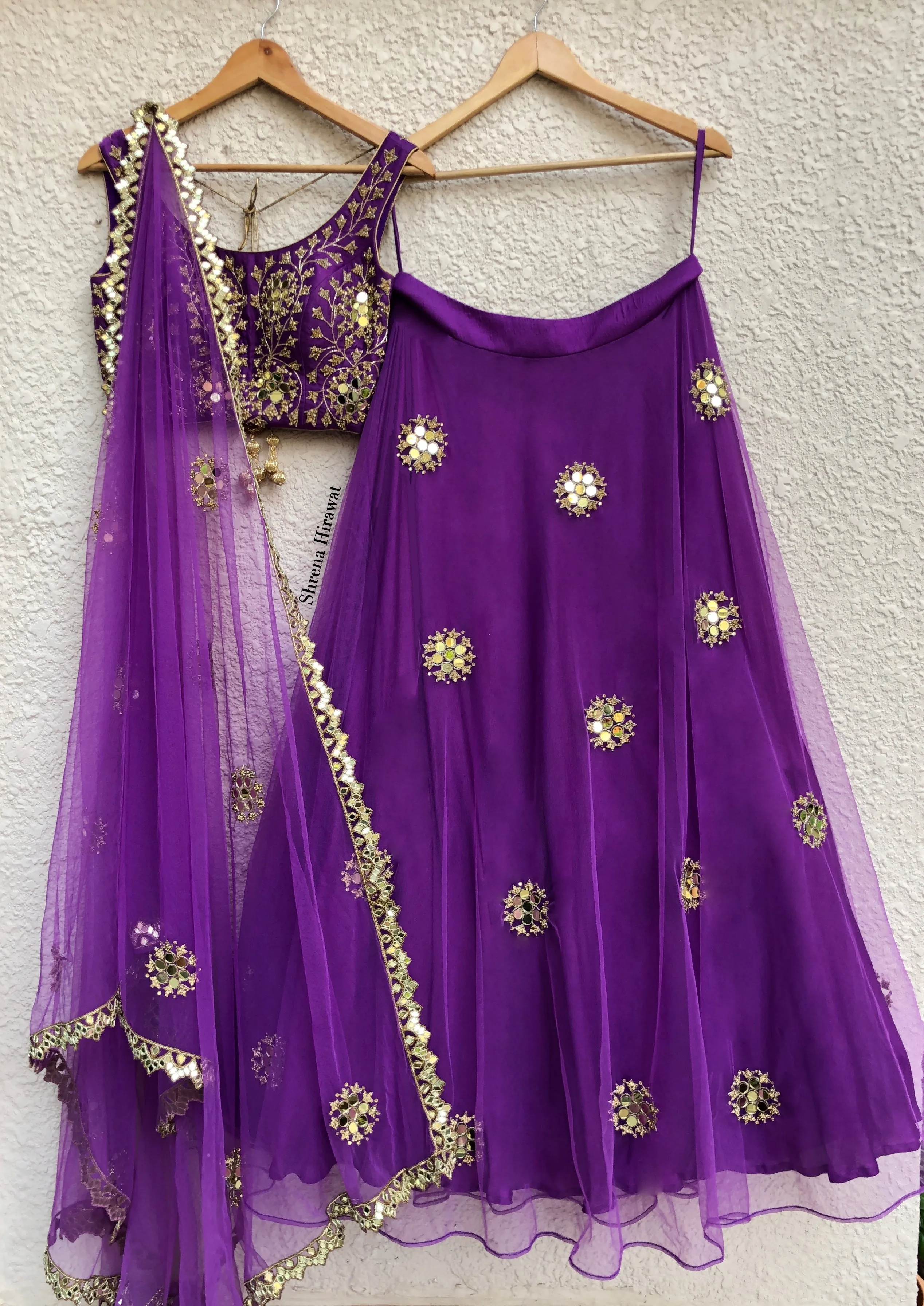 Purple Mirror Lehenga Set