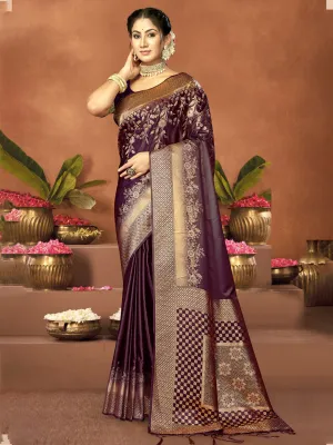 Purple Satin Silk Saree