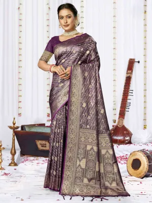 Purple Satin Silk Saree