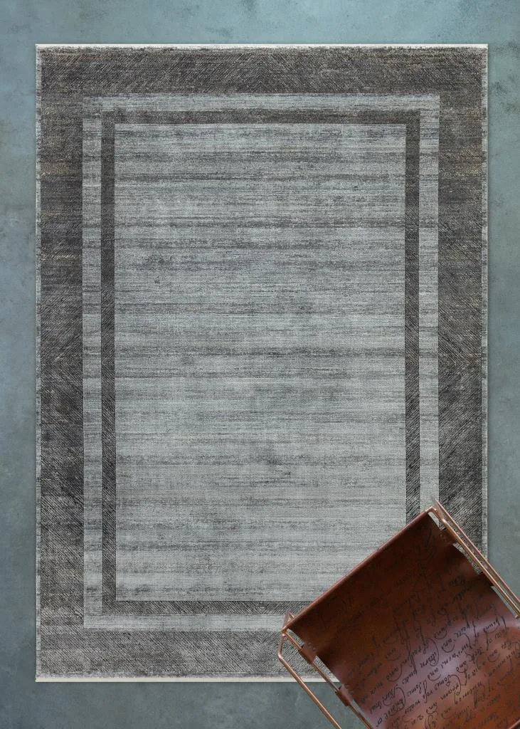 Queen Gray Bamboo Woven Modern Living Room Rug 8106