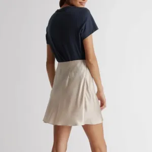 Quince 100% Washable Silk Mini Skirt champagne