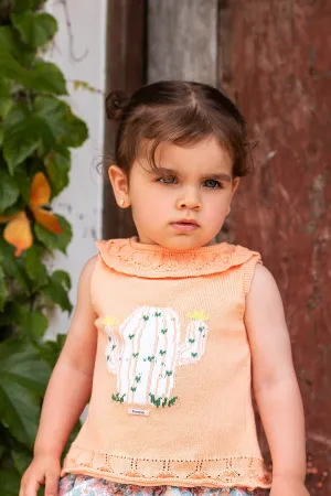 "Aurelie" Peach Cactus Knit Top & Bloomers