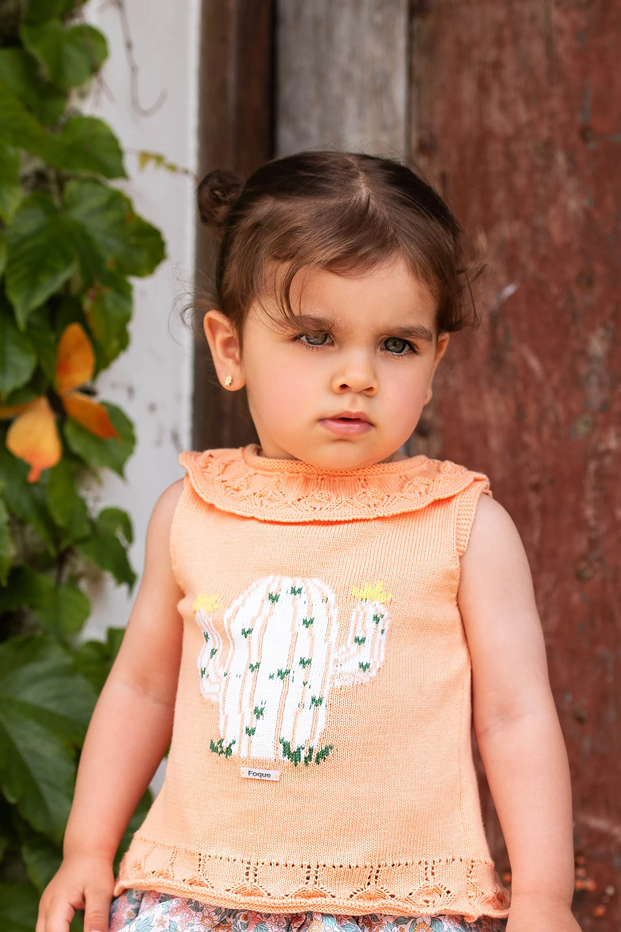 "Aurelie" Peach Cactus Knit Top & Bloomers
