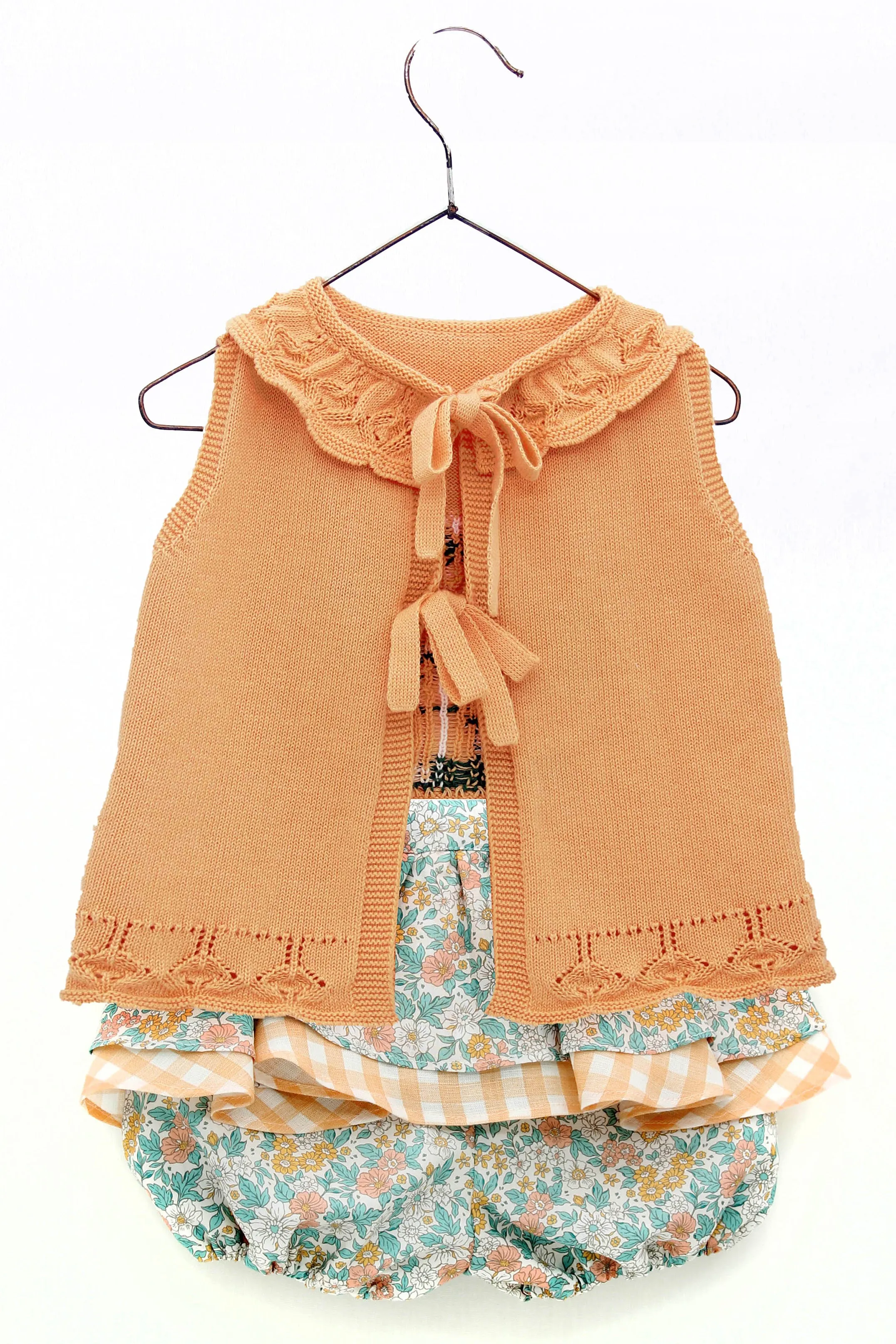 "Aurelie" Peach Cactus Knit Top & Bloomers