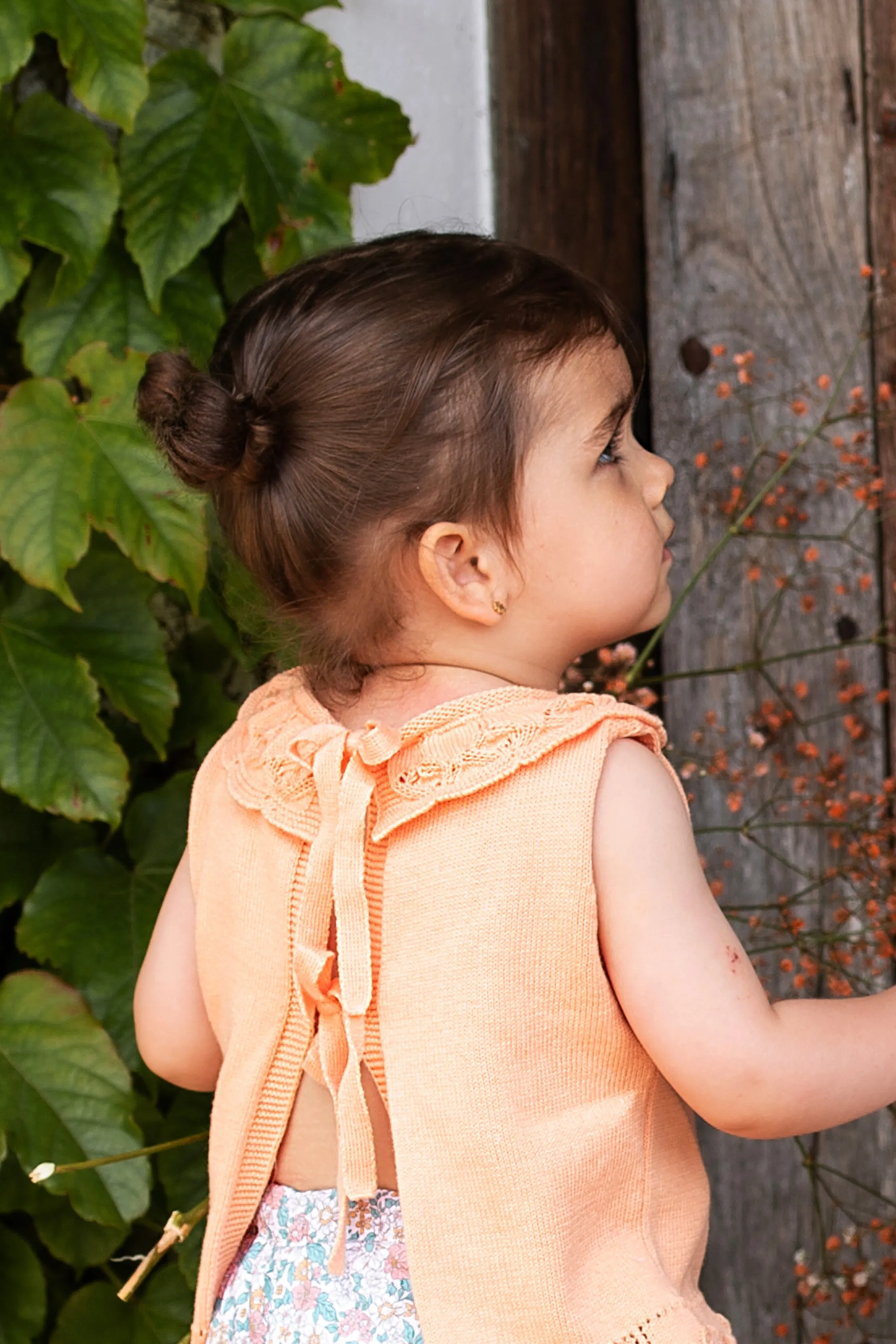 "Aurelie" Peach Cactus Knit Top & Bloomers