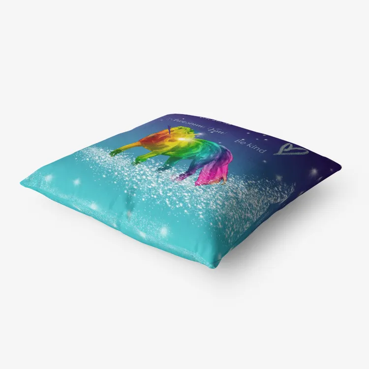 Rainbow Unicorn Premium Throw Pillow Cover with Inspirational Words