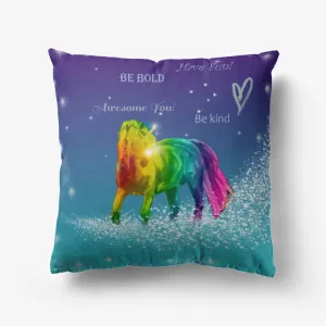 Rainbow Unicorn Premium Throw Pillow Cover with Inspirational Words