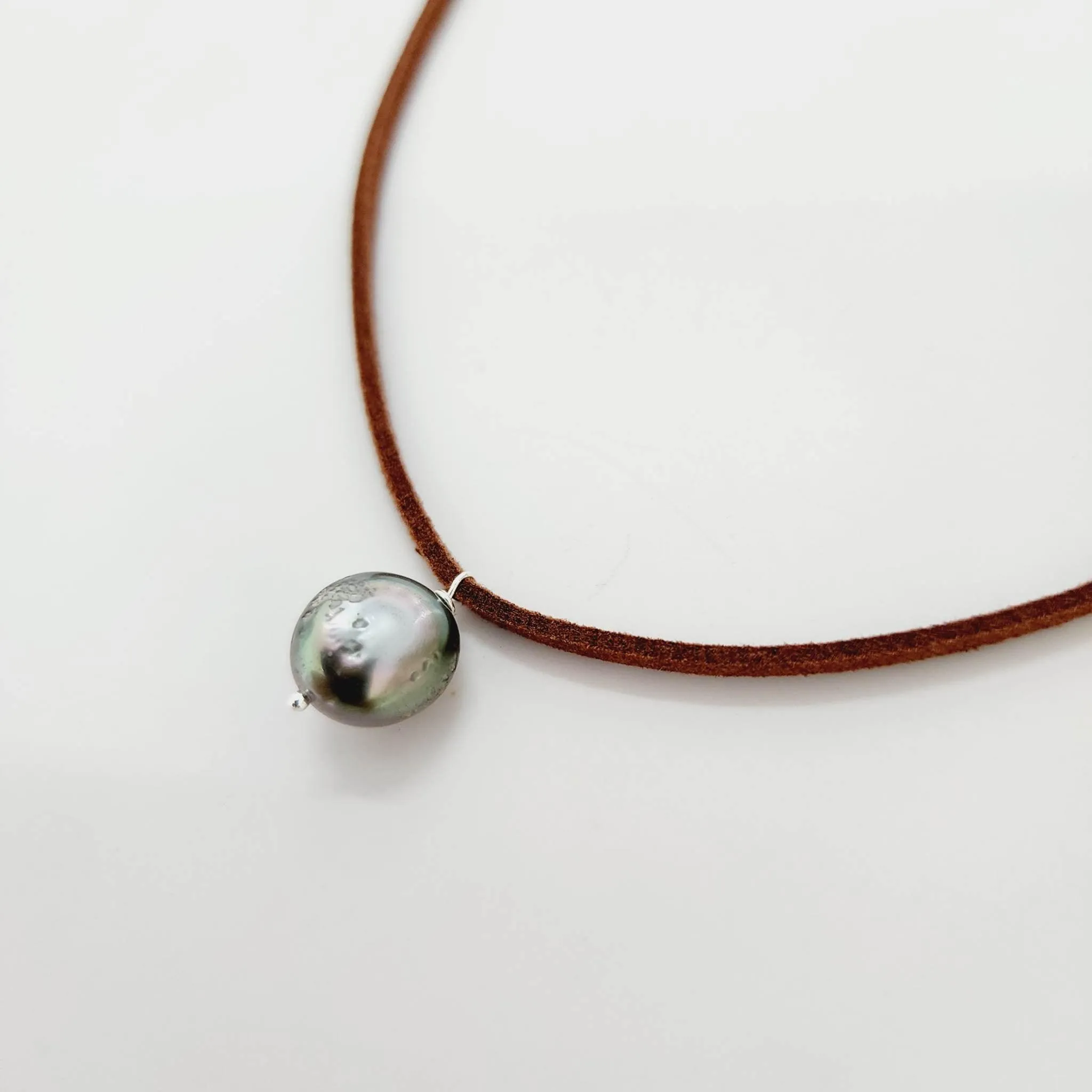 READY TO SHIP Unisex Fiji Saltwater Baroque Pearl Faux Suede Leather Necklace - FJD$