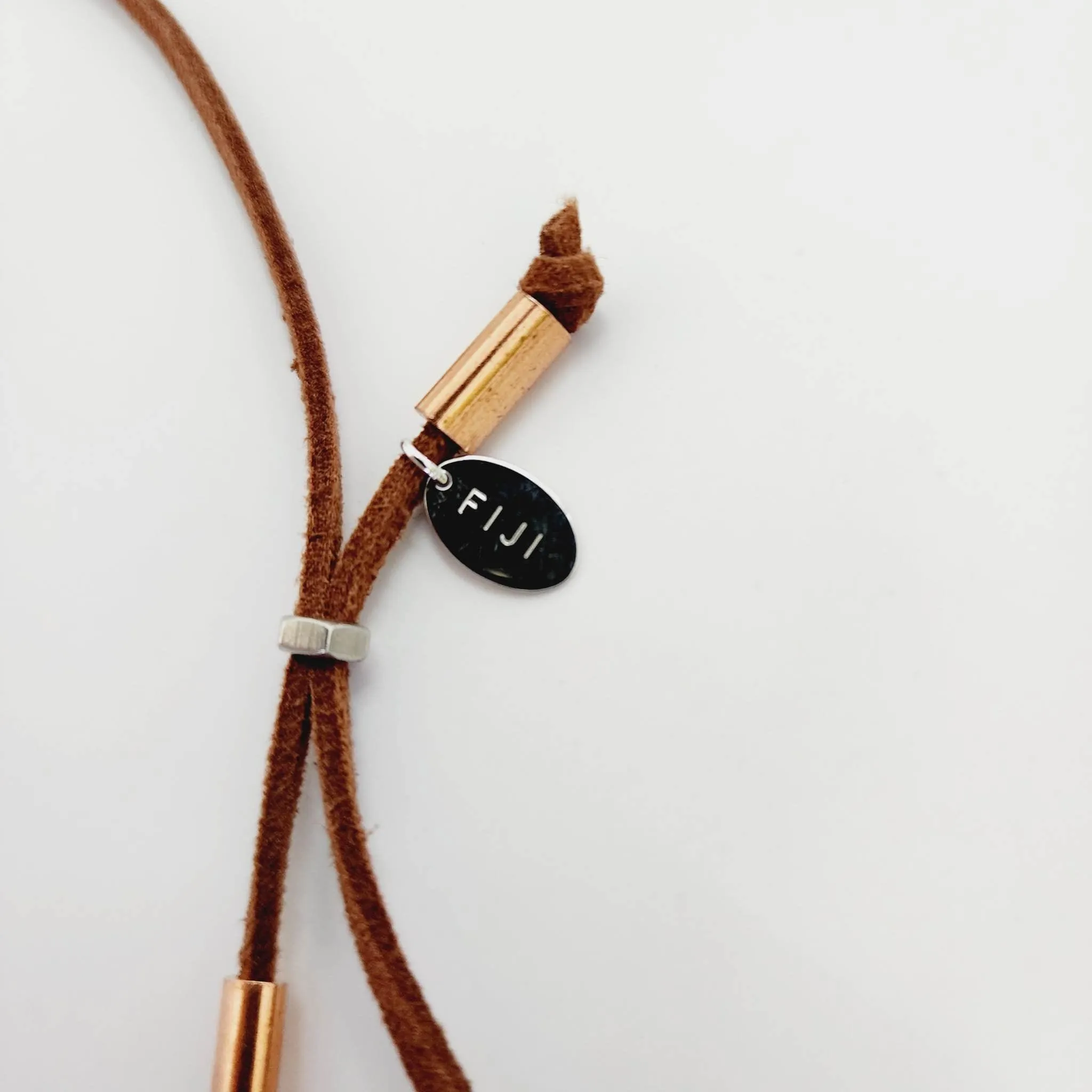 READY TO SHIP Unisex Fiji Saltwater Circled Pearl Faux Suede Leather Necklace - FJD$