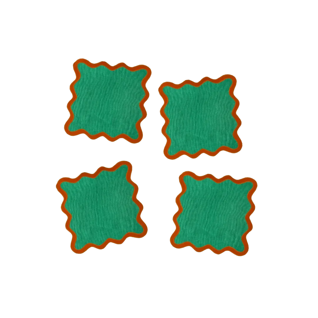 Red and Green Scallop 100% Linen Placemat