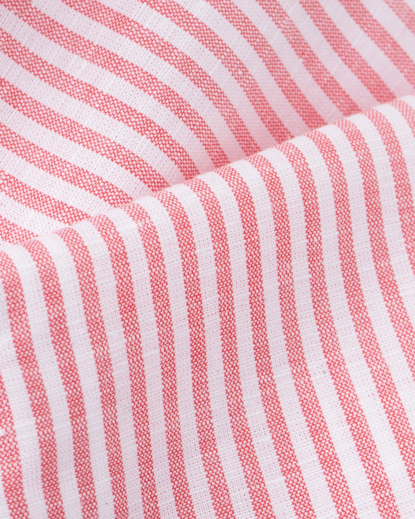 Red Bengal Stripe Cotton Linen Spread Collar Shirt