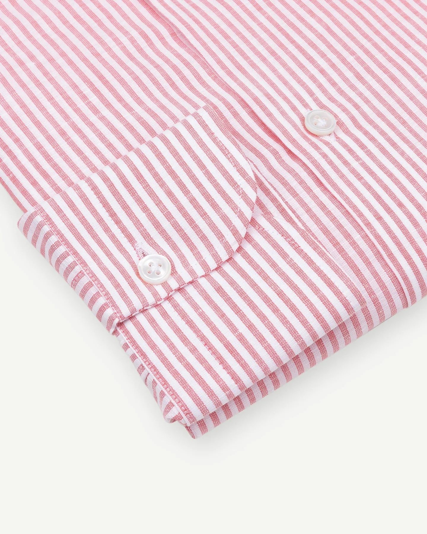 Red Bengal Stripe Cotton Linen Spread Collar Shirt