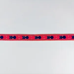 Red fuchsia & blue Indian embroidered saree border - Banarasi border