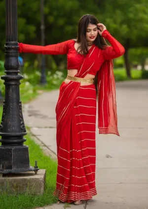 Red Goota Work Saree