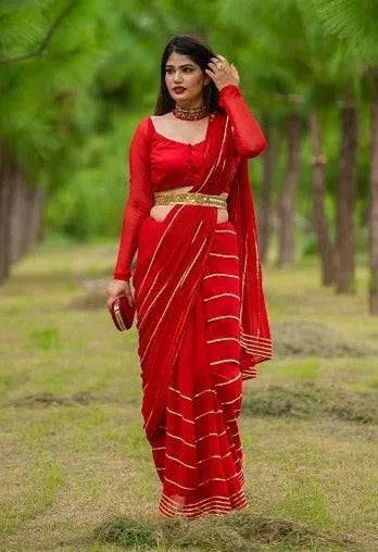Red Goota Work Saree