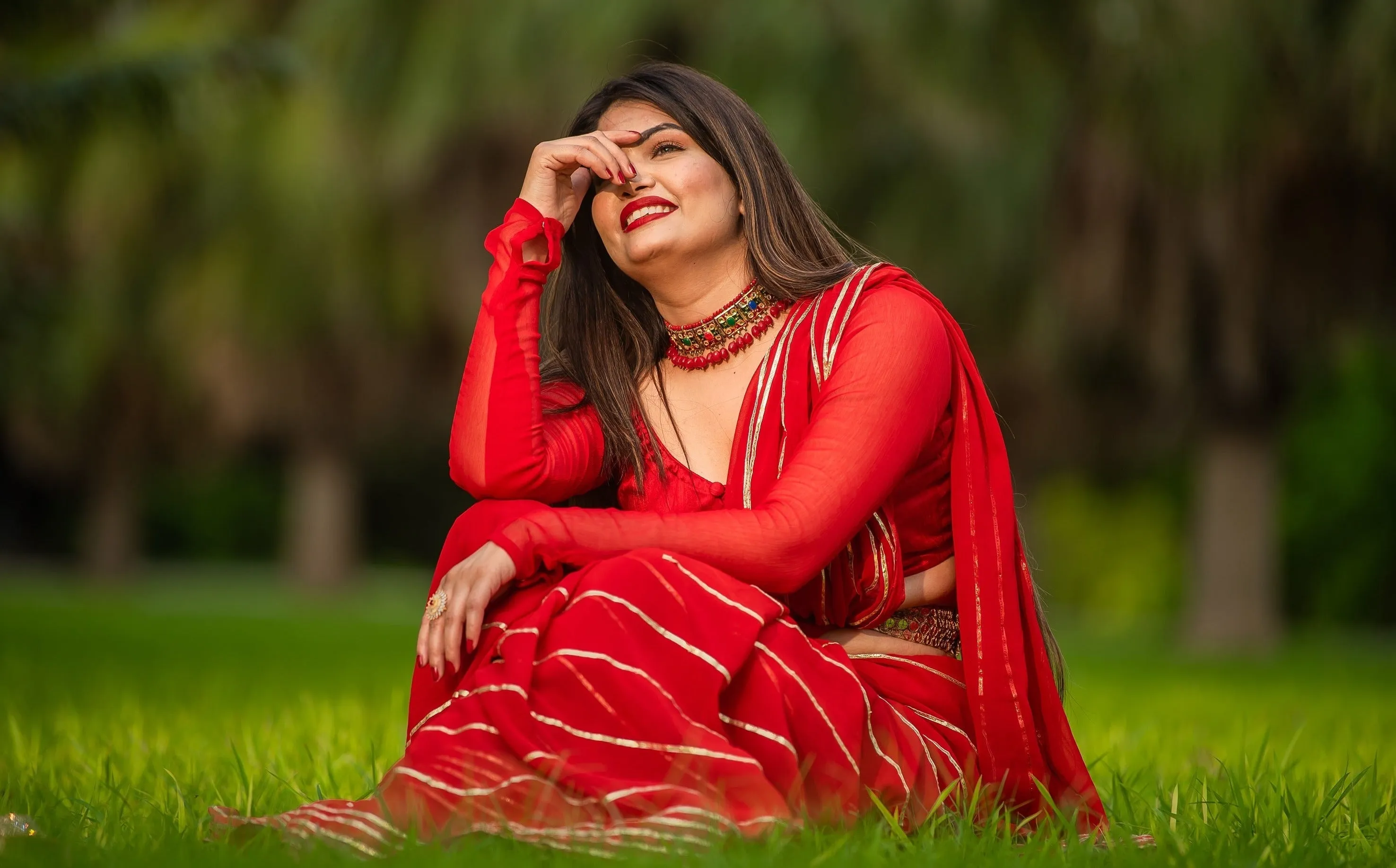 Red Goota Work Saree