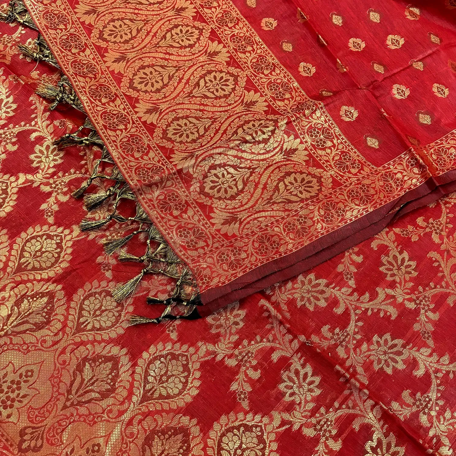 Red Mogambo Jaal Satin Silk Banarasi Suit