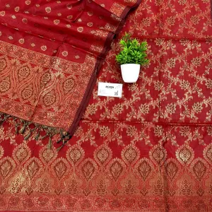 Red Mogambo Jaal Satin Silk Banarasi Suit