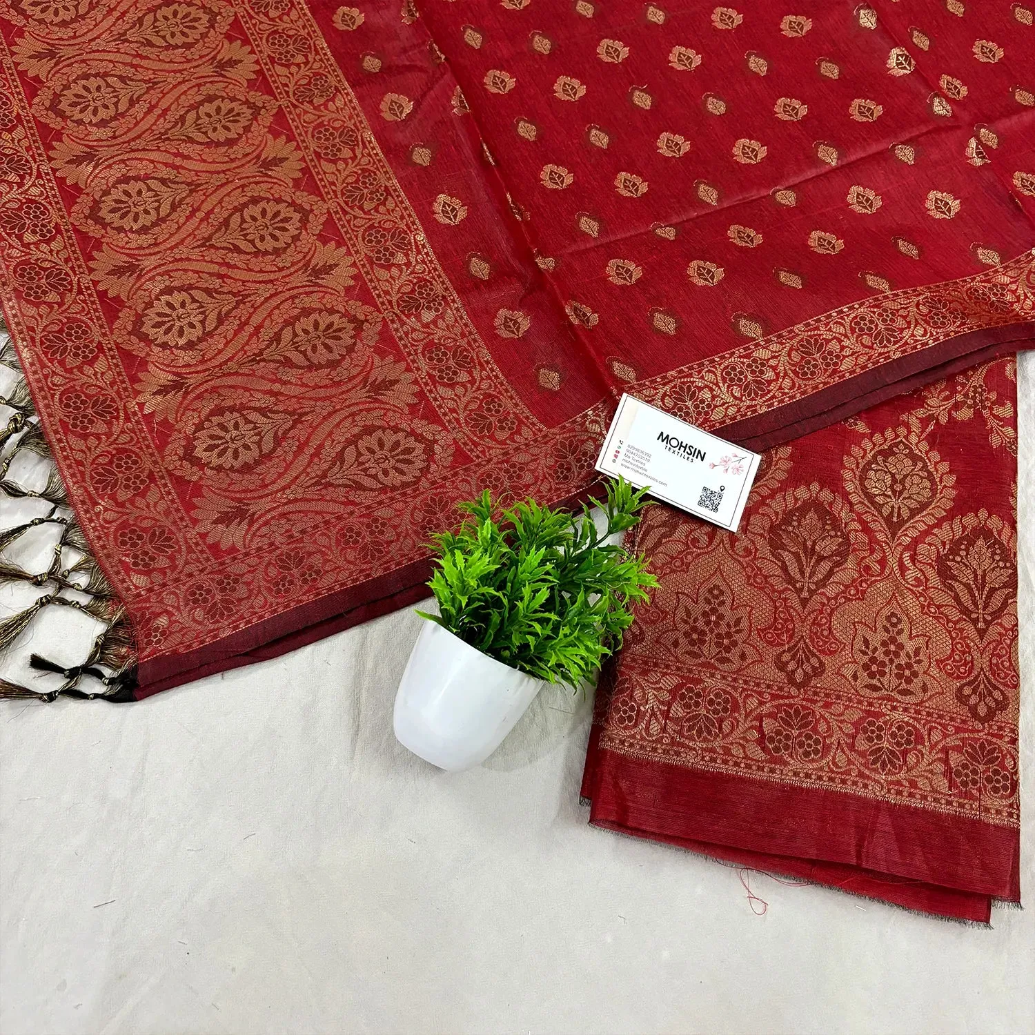 Red Mogambo Jaal Satin Silk Banarasi Suit