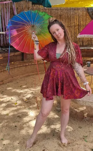 Red Ruby Short Silk Jumpsuit