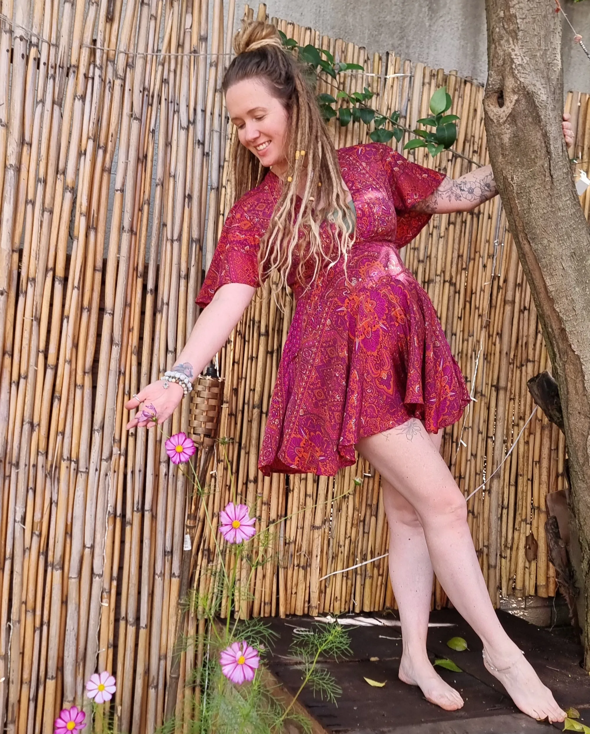 Red Ruby Short Silk Jumpsuit