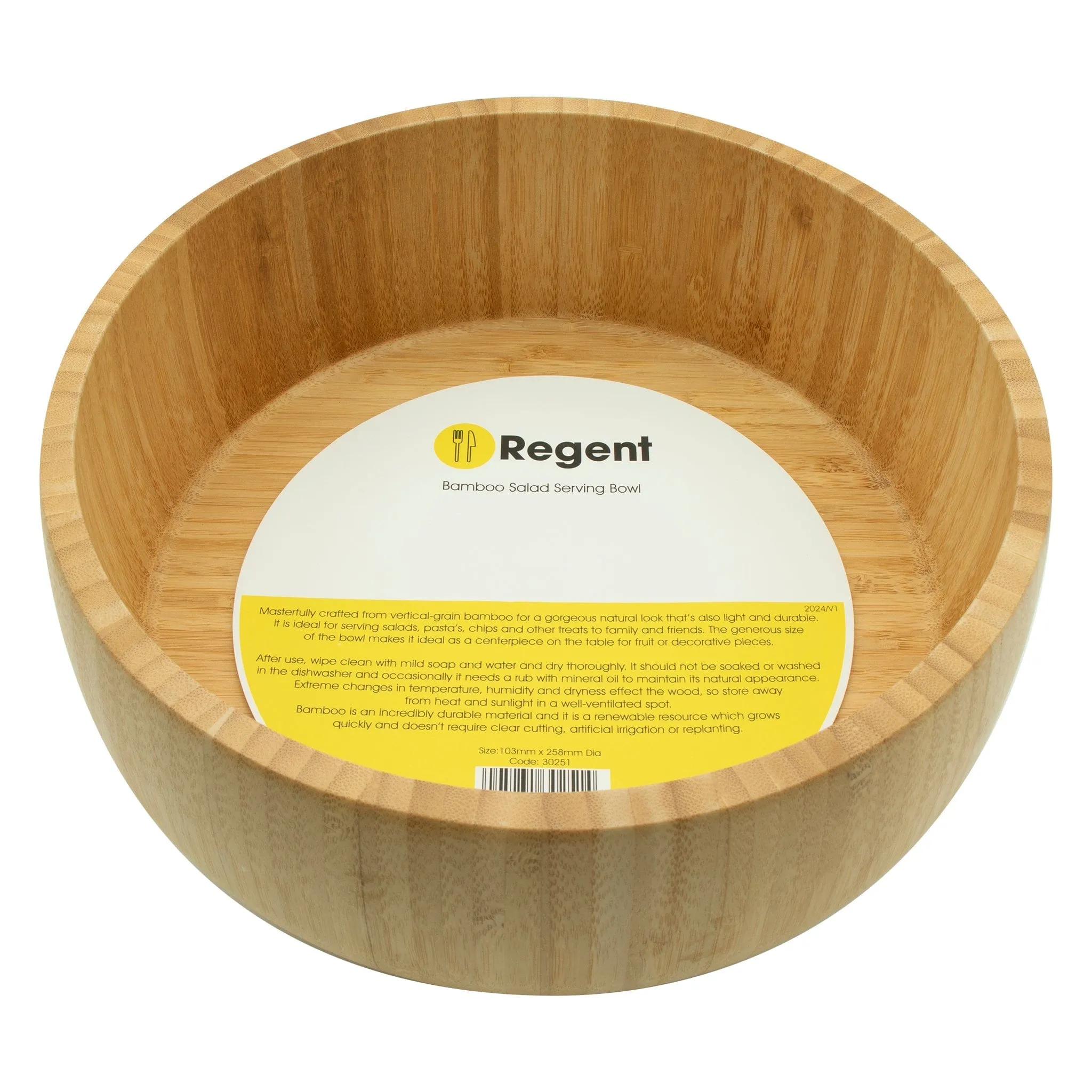 Regent Bamboo Salad Serving Bowl 258mm Diax103mm 30251