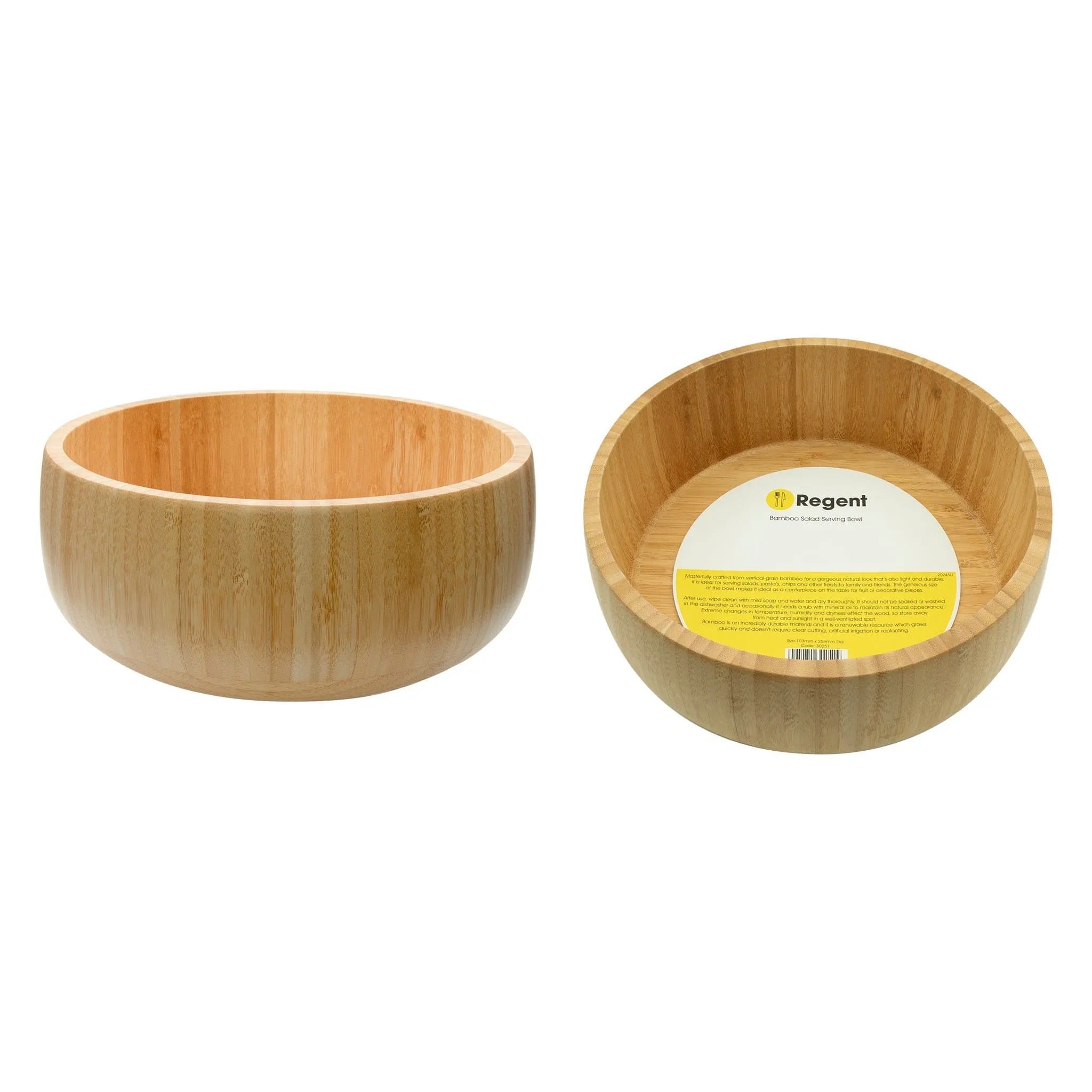 Regent Bamboo Salad Serving Bowl 258mm Diax103mm 30251