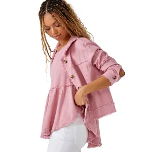 Relaxed Linen Blend Jacket, Dusty Rose