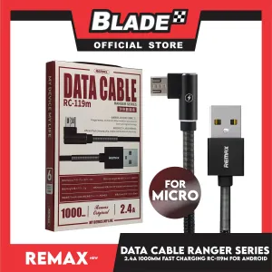 Remax Data Cable Ranger Series 2.4A 1000mm RC-119m for Android (Black) Compatible with Samsung Galaxy S7 Edge/S7/S6, HTC, LG, Sony, Xbox One, PS4 & More