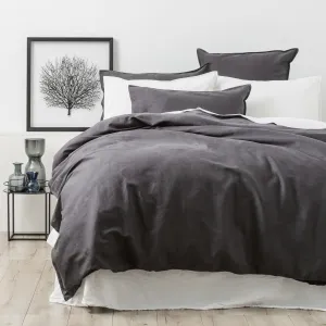 Renee Taylor Cavallo Stone washed 100% Linen Quilt Cover Set - Magnet