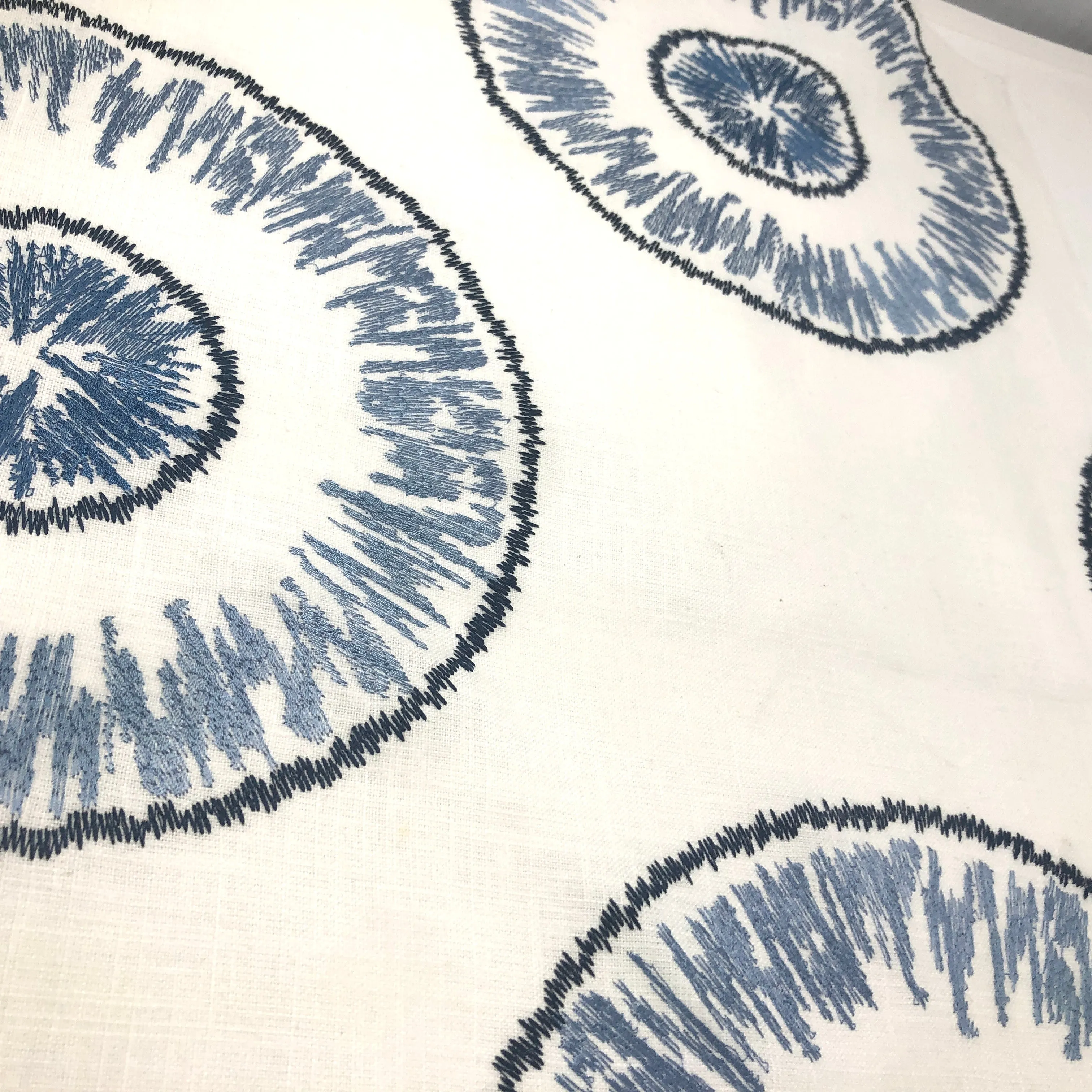 Retro Stitch round Embroidery Linen Blend Fabric By The Yard/CL1018