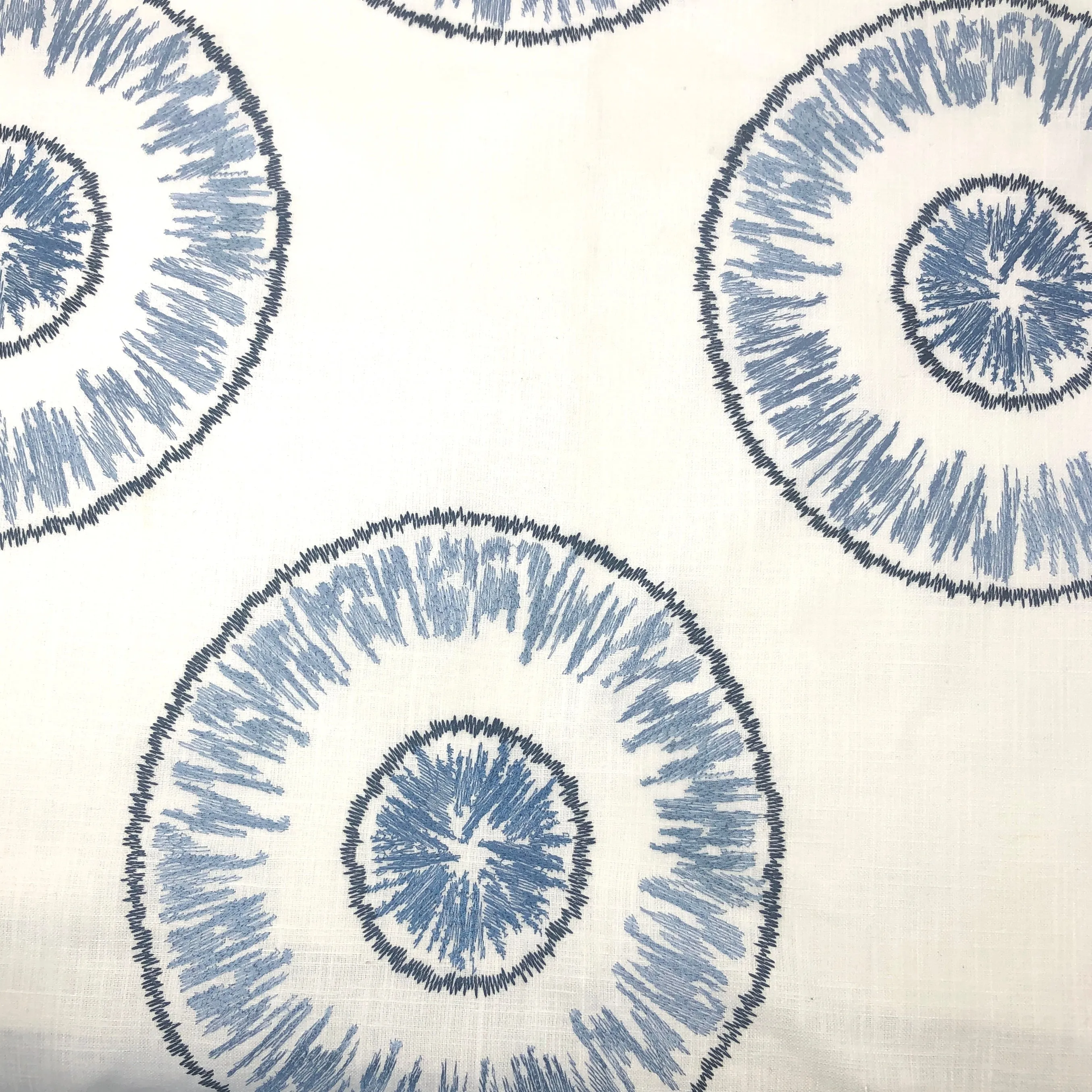 Retro Stitch round Embroidery Linen Blend Fabric By The Yard/CL1018