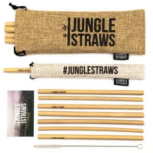 Reusable Bamboo Drinking Straws with Natural Hessian Carry Case (Set of 12)