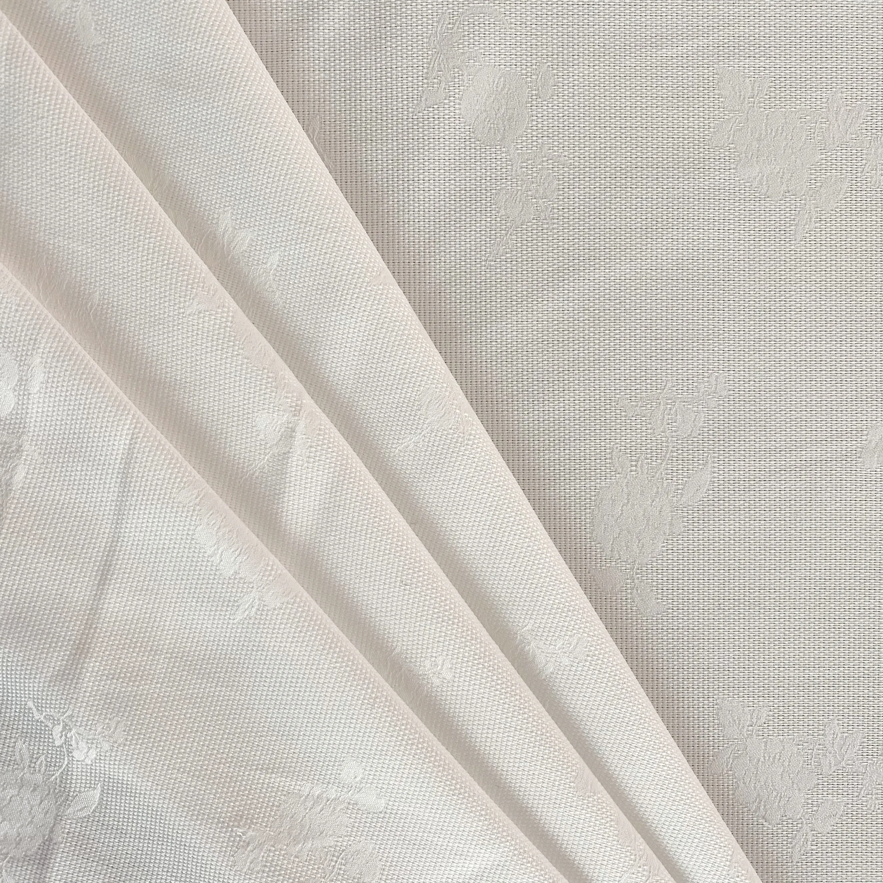 Rose Dobby Motif - Duck Basket Weave - White