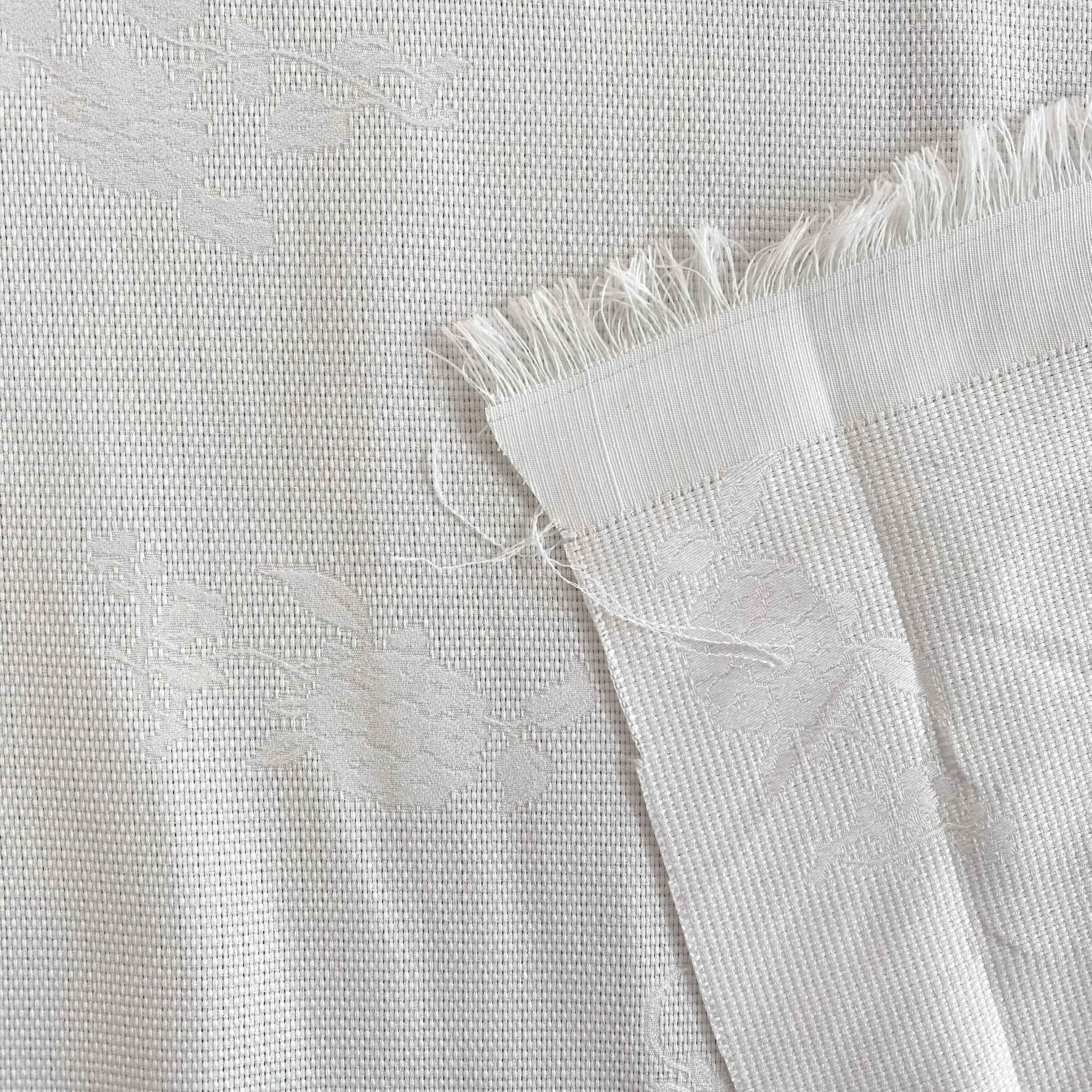 Rose Dobby Motif - Duck Basket Weave - White