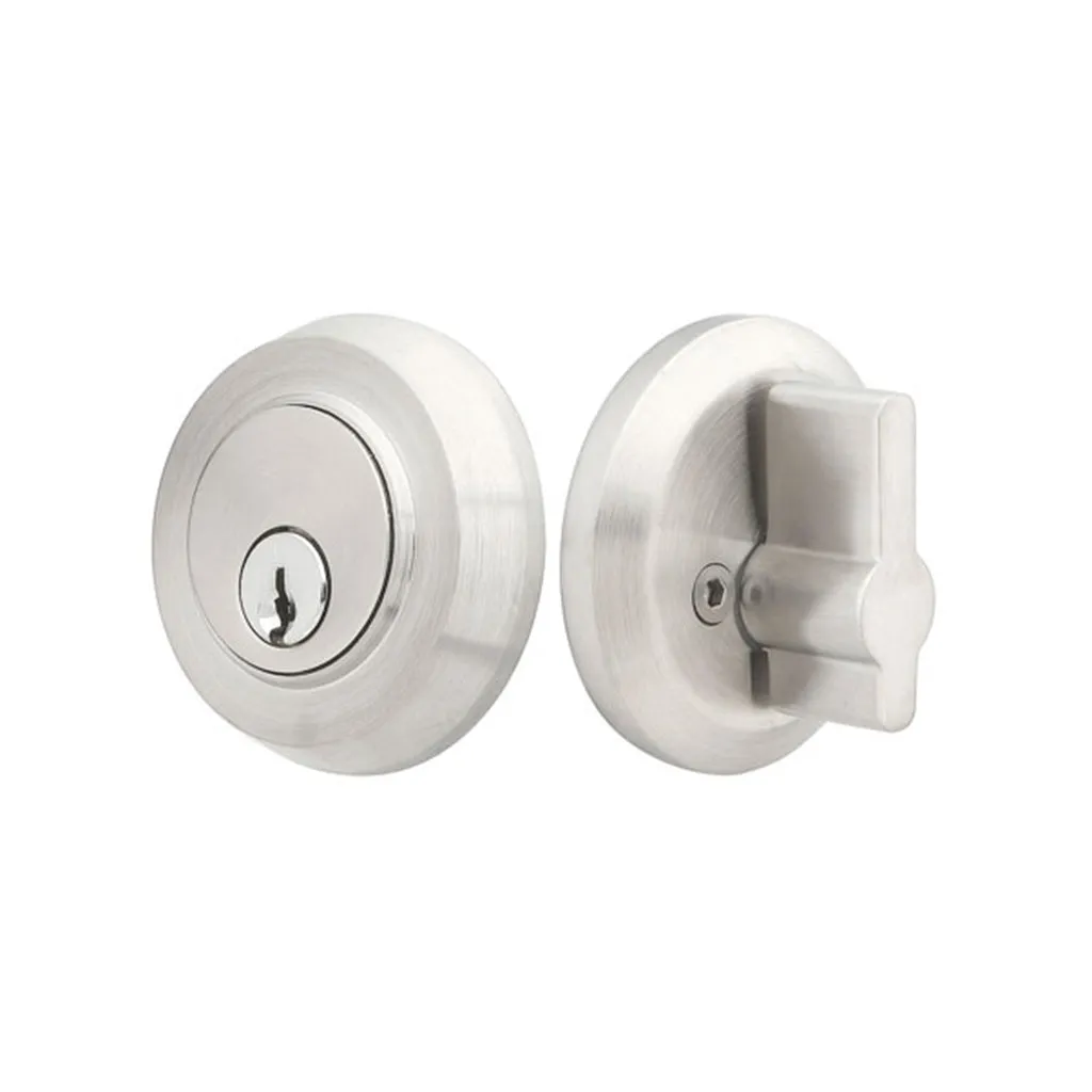 Round Single Cylinder Deadbolt - Door Mount - 2" Stainless Steel/Brushed Stainless Steel