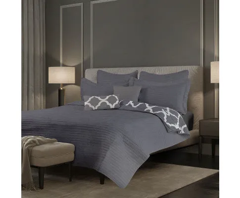Royal Comfort Bamboo Cooling Reversible 7 Piece Comforter Set Bedspread - Charcoal