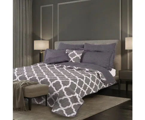 Royal Comfort Bamboo Cooling Reversible 7 Piece Comforter Set Bedspread - Charcoal