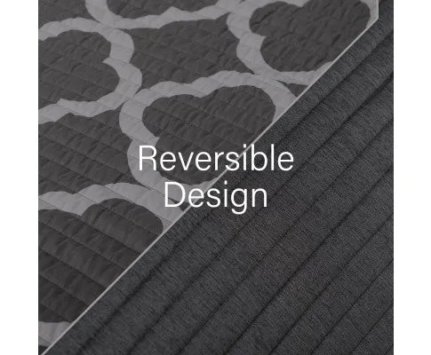 Royal Comfort Bamboo Cooling Reversible 7 Piece Comforter Set Bedspread - Charcoal