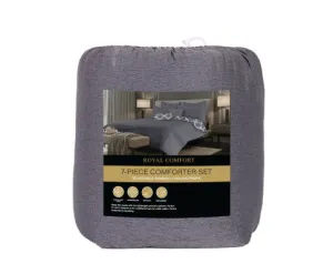 Royal Comfort Bamboo Cooling Reversible 7 Piece Comforter Set Bedspread - Charcoal