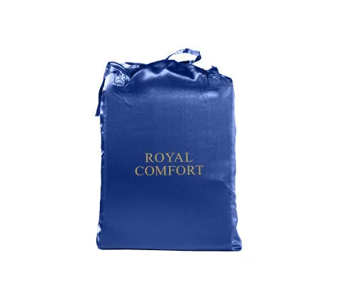 Royal Comfort Satin Sheet Set 3 Piece Fitted Flat Sheet Pillowcases - Navy Blue