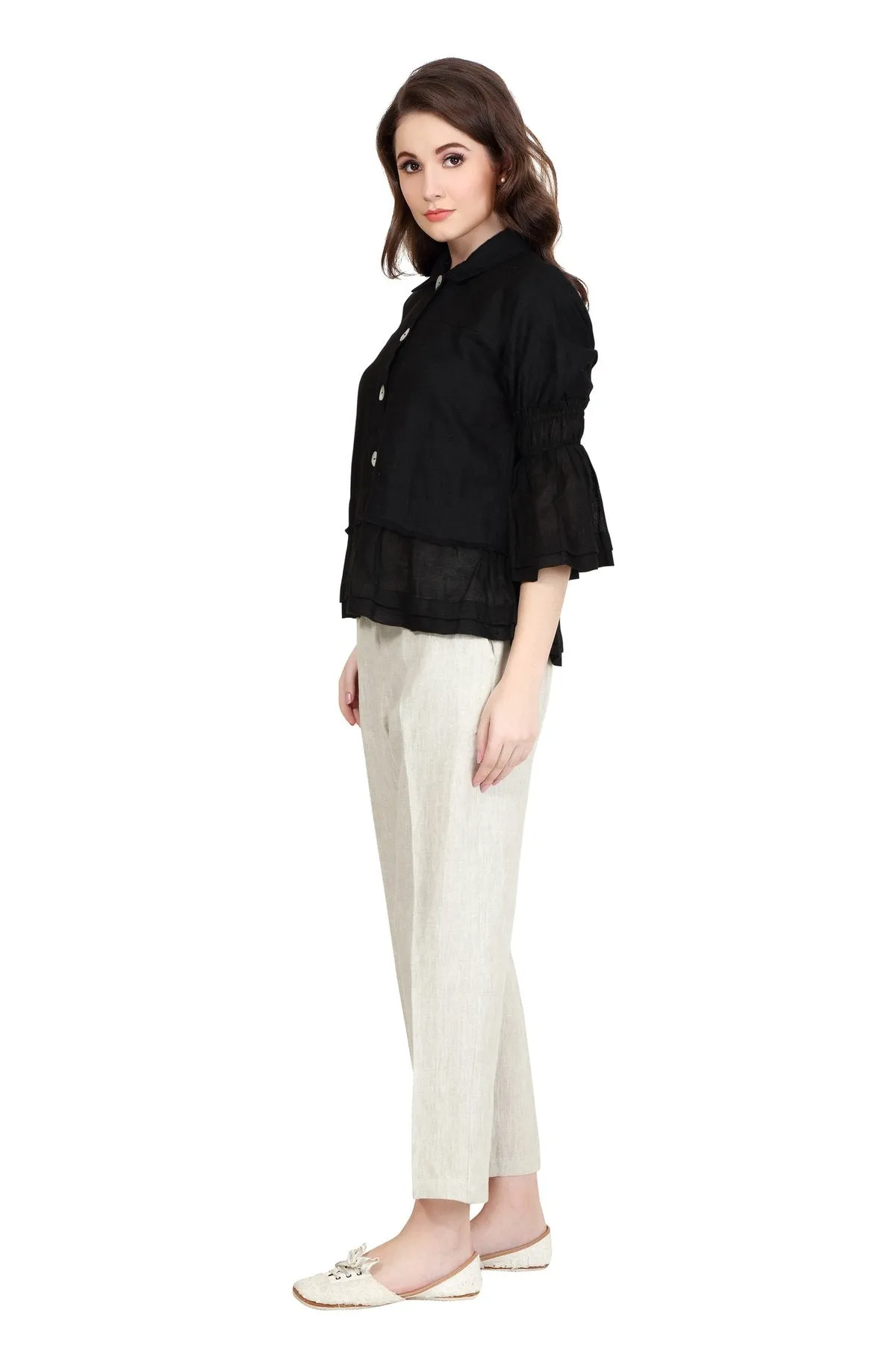 Ruffled Linen Shirt