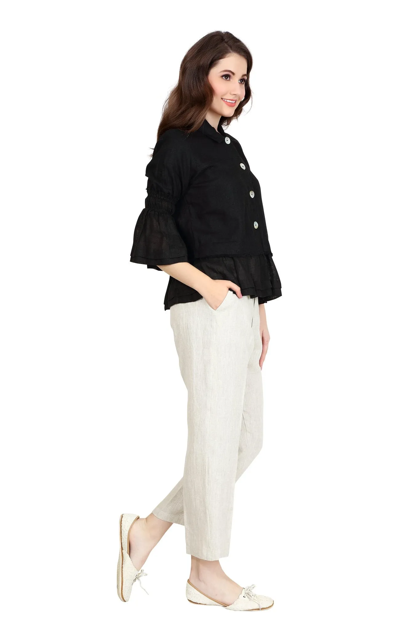 Ruffled Linen Shirt